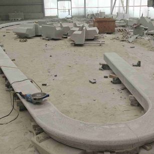 鄂州 芝麻白花岗岩弧形花坛石，坐凳石