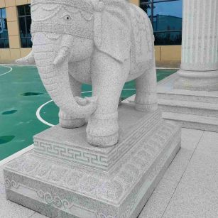 鄂州 白麻花岗岩动物异形石雕-大象