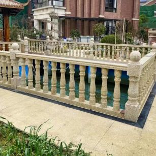 鄂州黄金麻花岗岩石材栏杆，扶手，将军柱，花瓶柱