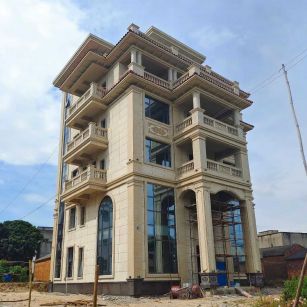 鄂州 黄金麻花岗岩石材别墅外墙干挂搭配（雕花栏杆花瓶柱门楼罗马柱）