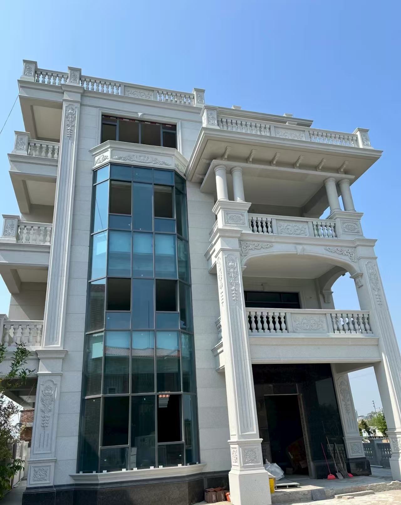 鄂州 白麻花岗岩别墅外墙干挂效果展示