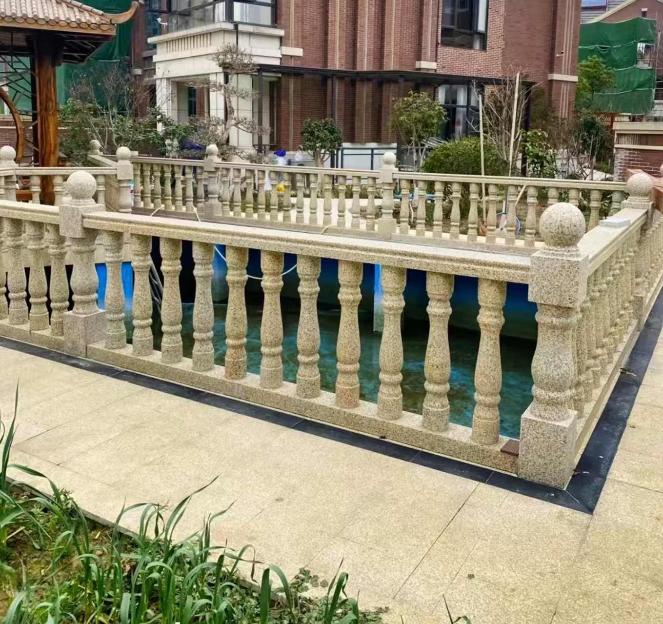 鄂州黄金麻花岗岩石材栏杆，扶手，将军柱，花瓶柱