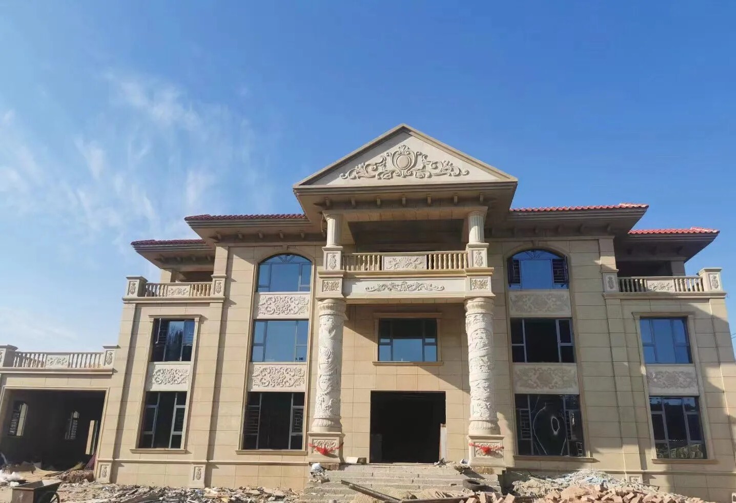 鄂州 黄金麻花岗岩别墅外墙干挂